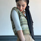 [Deena's Collection] Striped Cropped Sweater Vest - Maison Seoul