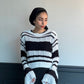 [Deena's Collection] Striped Long-sleeve Knitted Sweater - Maison Seoul